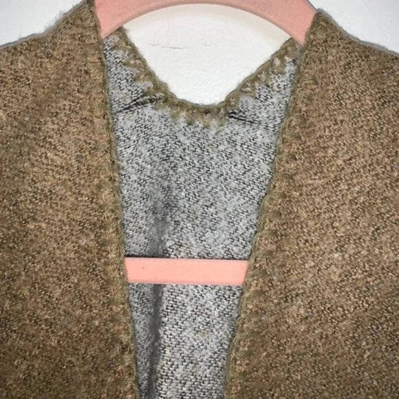 Women's Blanket Shawl Wrap Poncho Open Front Cape Brown Grey Fall Neutral - Picture 12 of 16